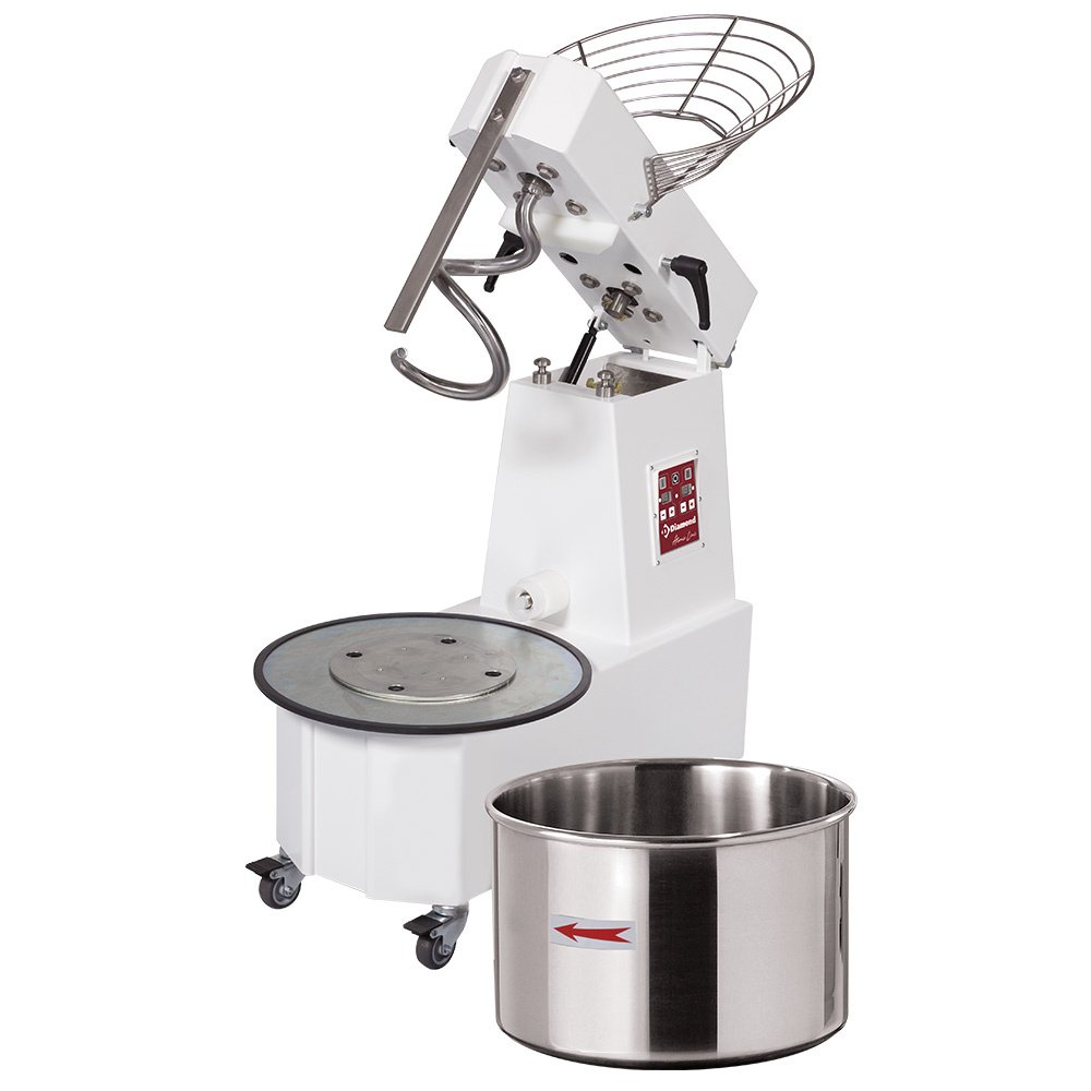 Diamond DH42AL/T2V Automatic 2 Speed Tilting Head Spiral Mixer on Wheels, 42 Liters