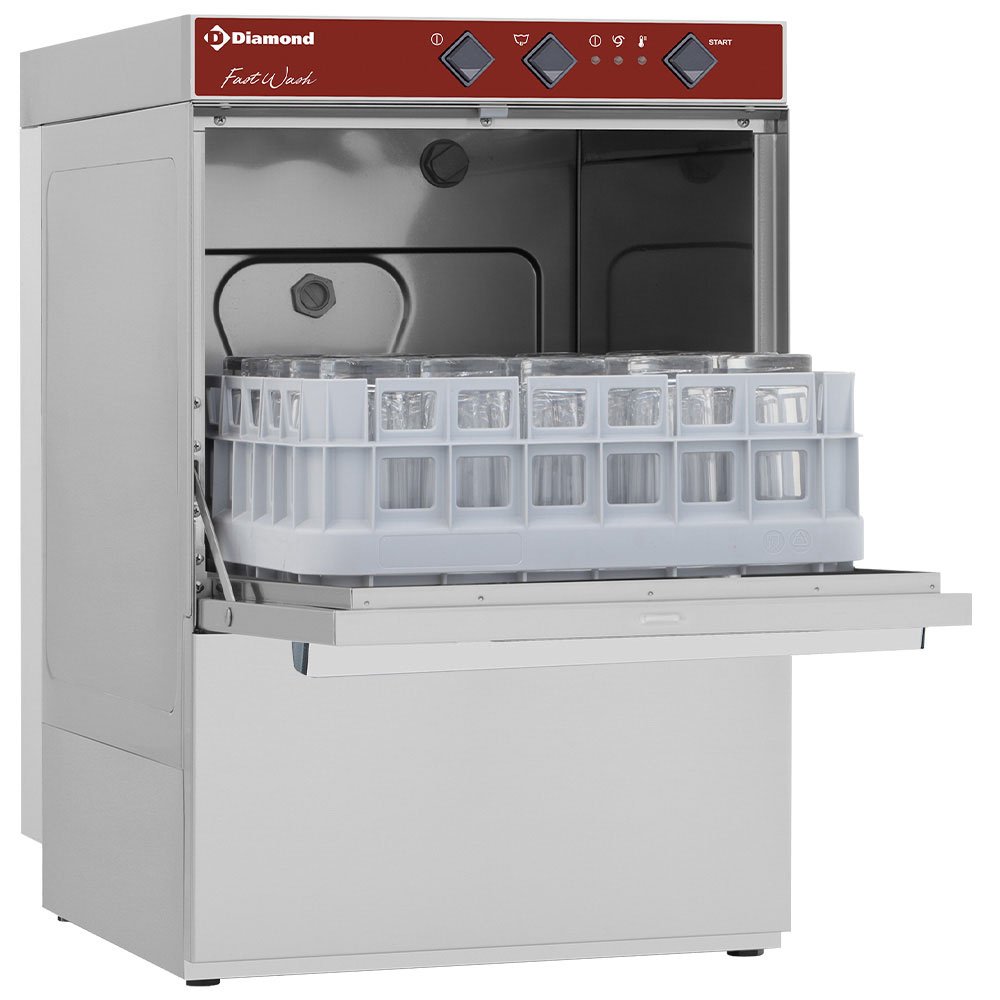 Diamond DC402/6-A 400mm Basket Frontloading Glasswasher with Integral Softener, 16 Pint Capacity