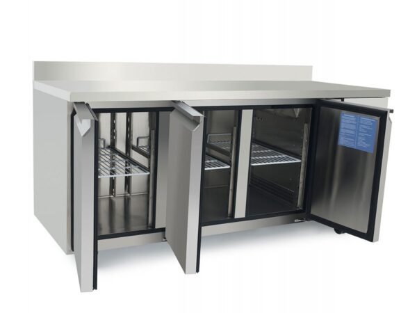 Atosa EPF3432HDSB 3 Door Preparation Counter Fridge with Splash Back, 420 Litres