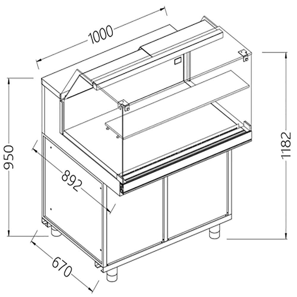 Diamond CB10X Refrigerated Patisserie Display Counter, 1000mm