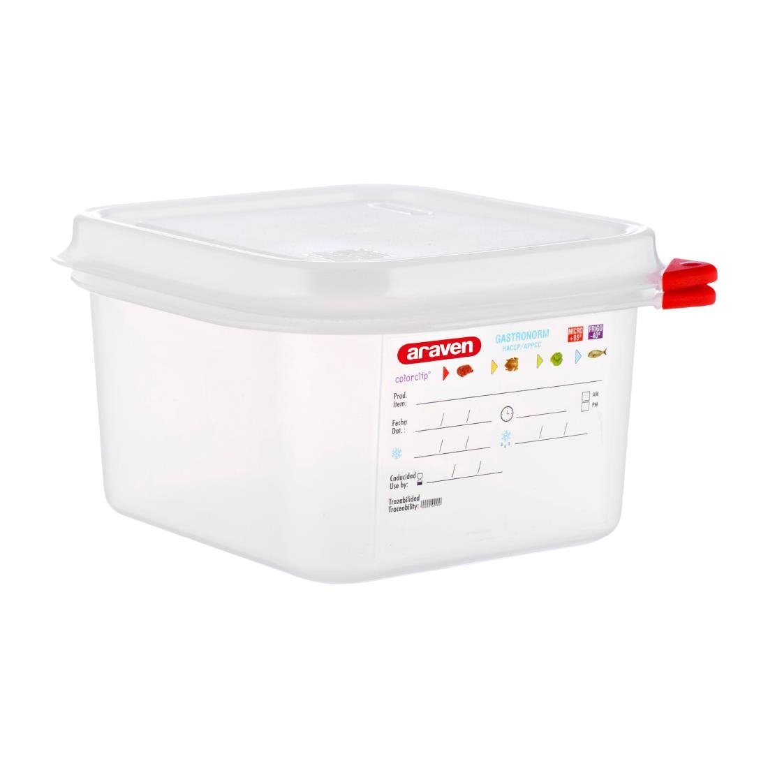 Araven Polypropylene 1/6 Gastronorm Food Storage Containers 1.7Ltr (4 Pack)