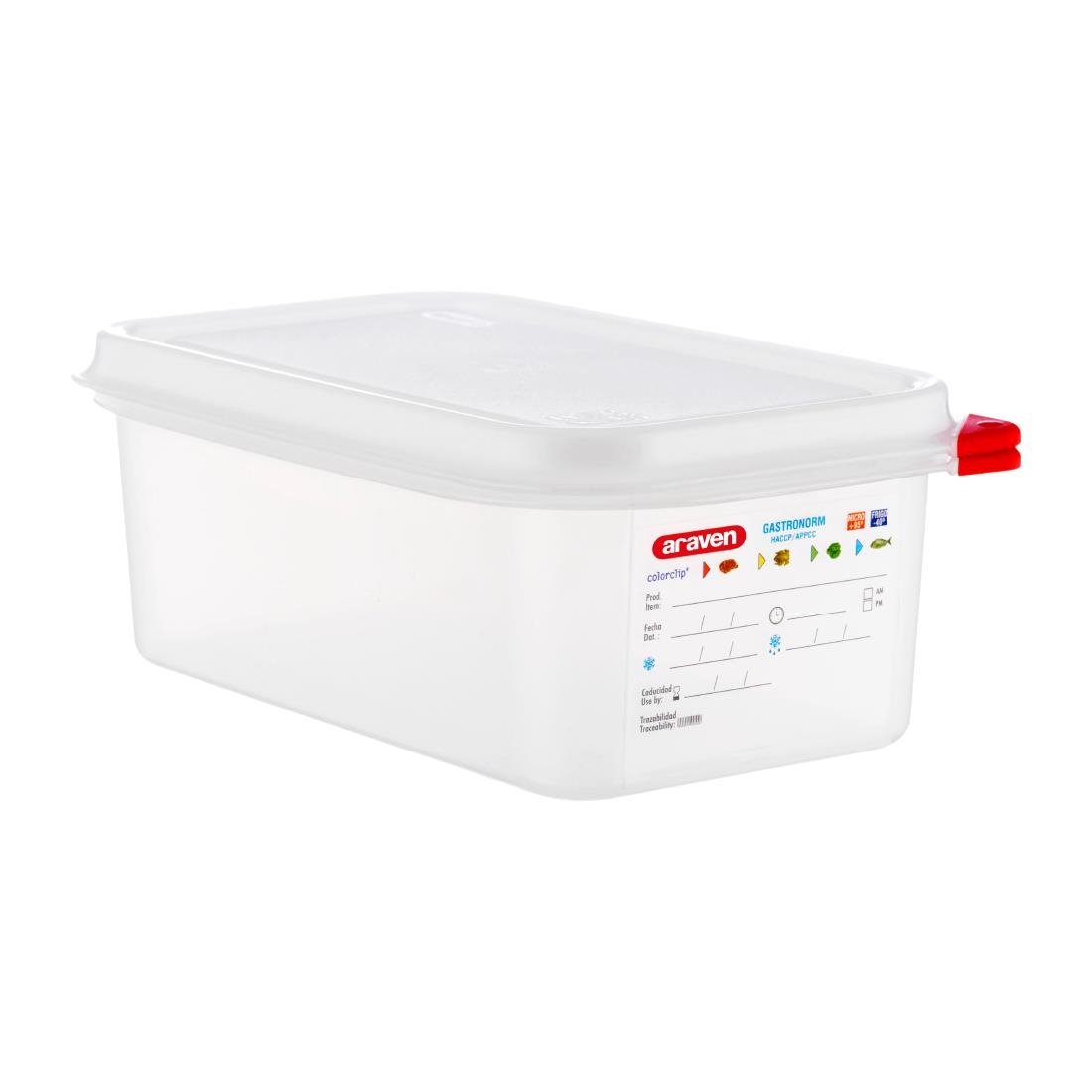 Araven Polypropylene 1/4 Gastronorm Food Containers 2.8Ltr (4 Pack)