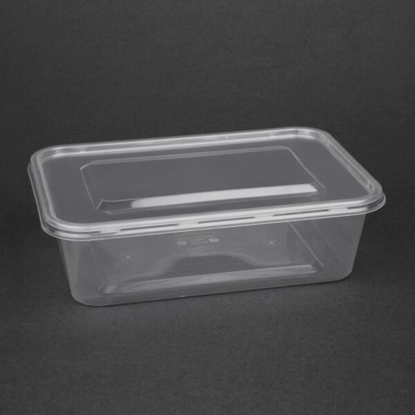 Fiesta Recyclable Plastic Microwavable Containers with Lid Medium 650ml (250 Pack)