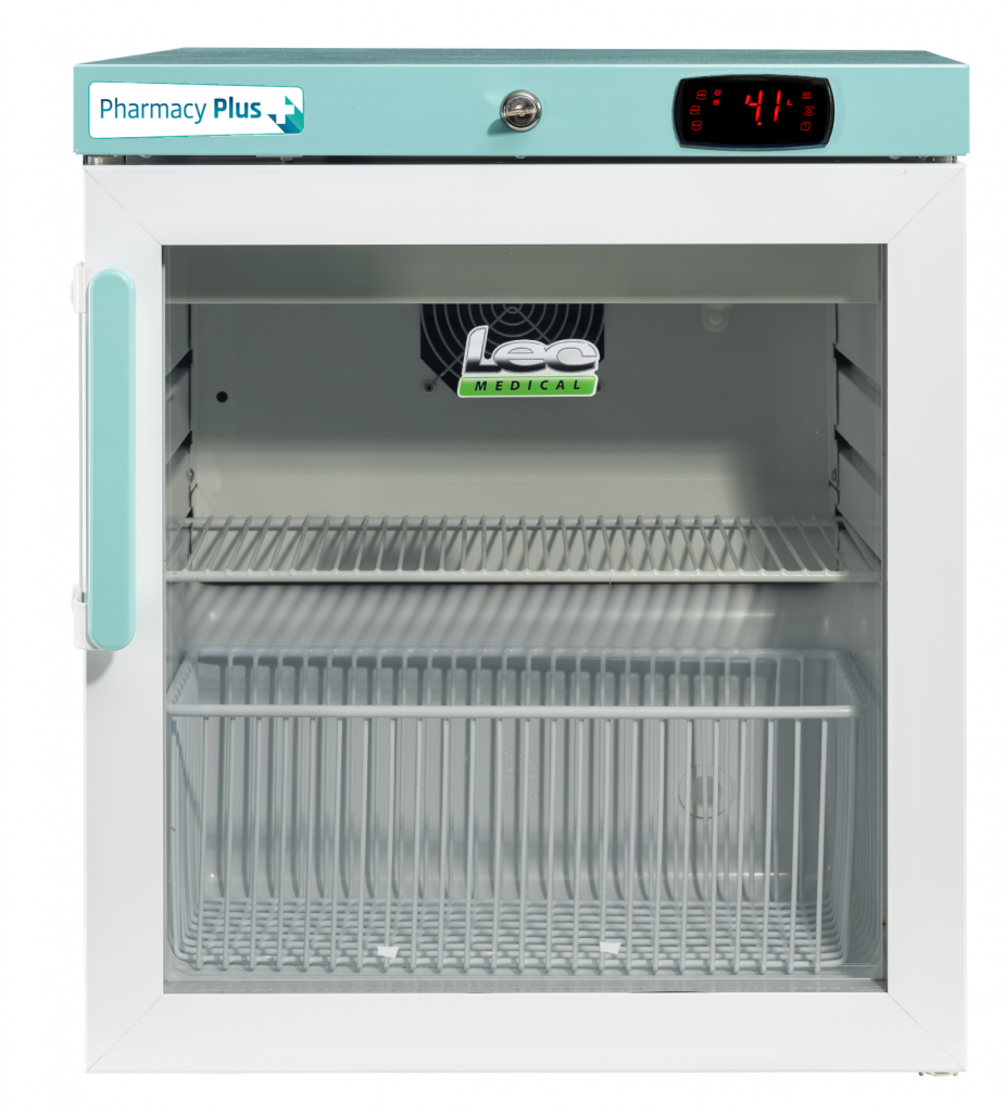 LEC Medical PPGR47BT-UK Glass Single Door Pharmacy Plus Bluetooth Enabled Countertop Refrigerator, 47 Litres