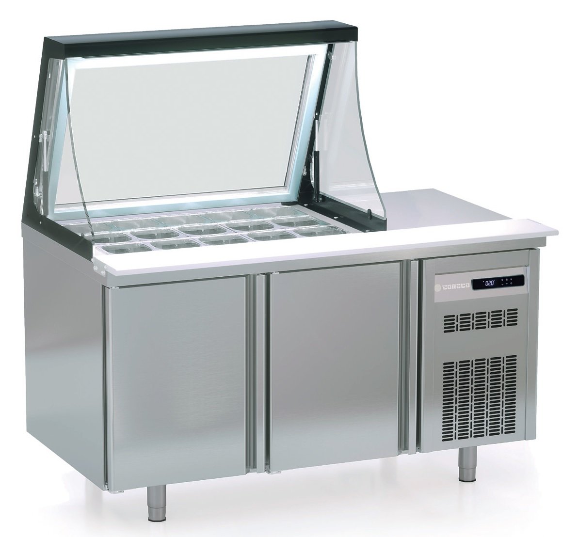 Coreco PC80-150-15-LGL 2 Door Preparation Station with Lift-Up Lid, 362 Litres