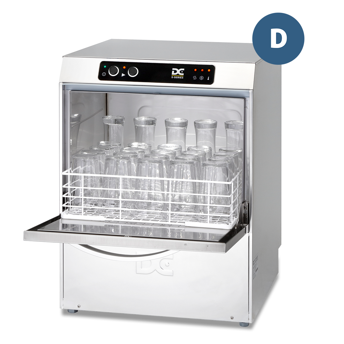 DC SG45D Standard Range 450mm Basket Frontloading Commercial Glasswasher with Drain Pump, 25 Pint Capacity