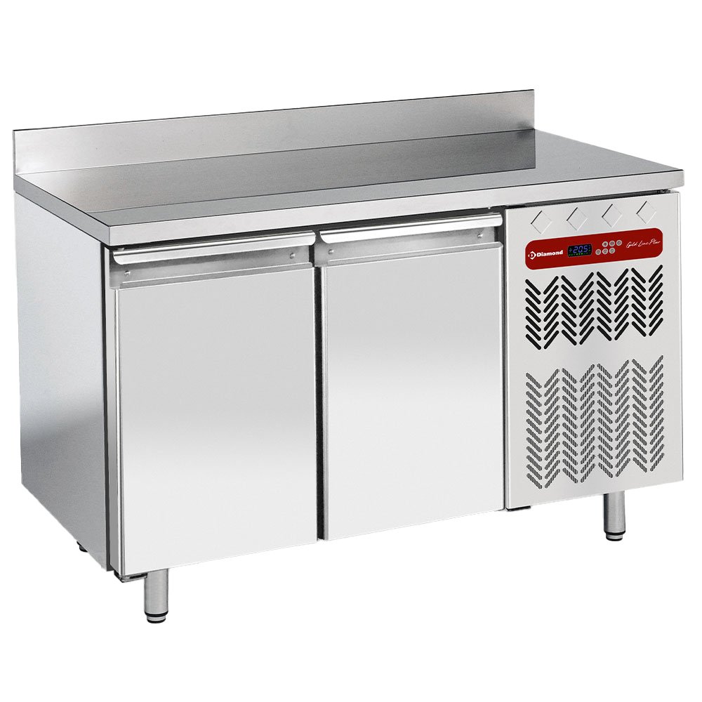 Diamond TG2N/HA-R2 2 Door Stainless Steel Refrigerated Counter with Splashback, 260 Litres