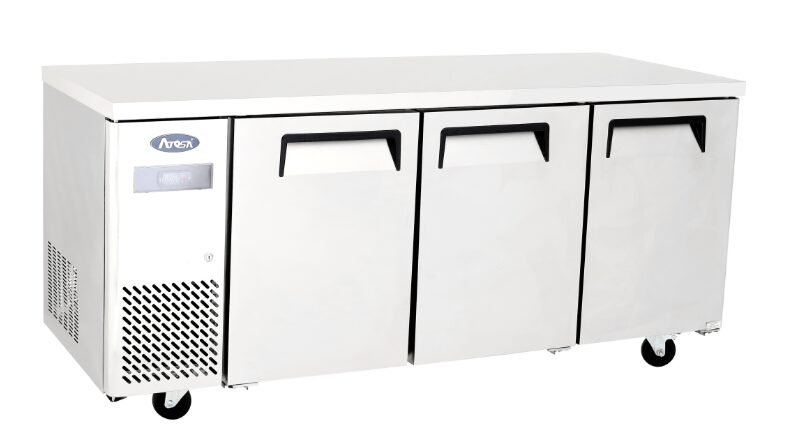 Atosa YPF9042 Three Door Stainless Steel Refrigerated Counter, 470 Litres