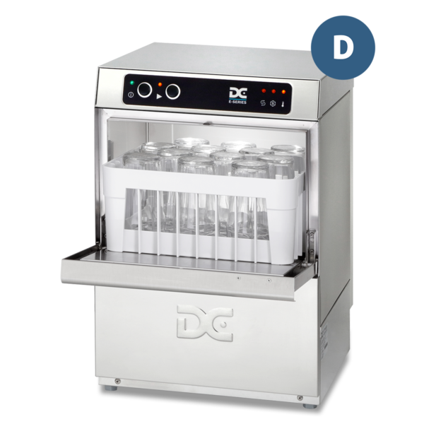 DC EG35D Economy Range 350mm Basket Frontloading Commercial Glasswasher with Drain Pump, 12 Pint Capacity