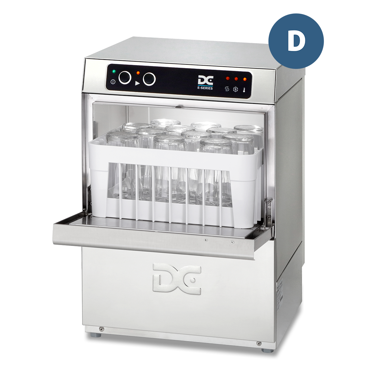 DC EG35D Economy Range 350mm Basket Frontloading Commercial Glasswasher with Drain Pump, 12 Pint Capacity