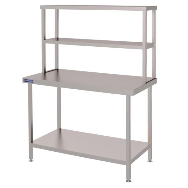 Vogue Stainless Steel Wall Prep Table Welded with Double Gantry 1200mm