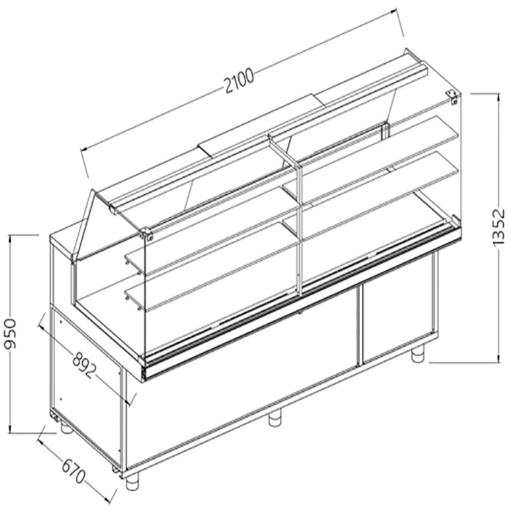 Diamond CA21X Refrigerated Patisserie Display Counter, 2100mm