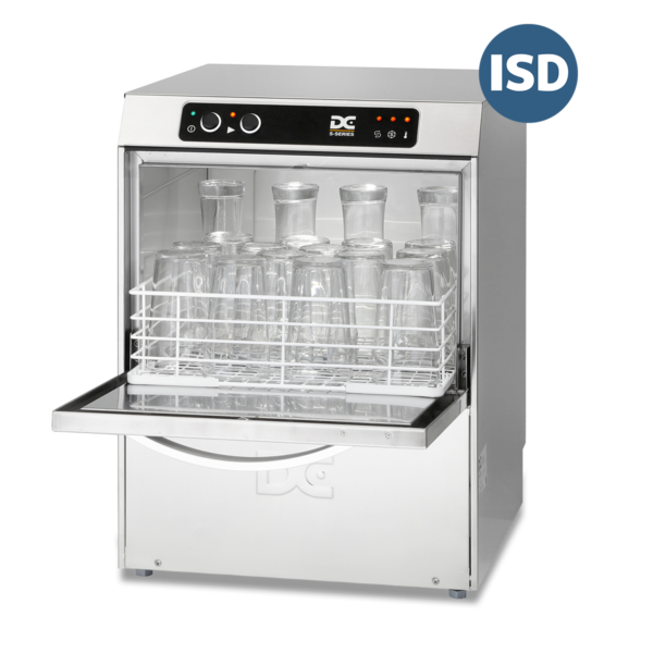 DC SG40ISD Standard Range 400mm Basket Frontloading Commercial Glasswasher with Integral Water Softener and Drain Pump, 18 Pint Capacity
