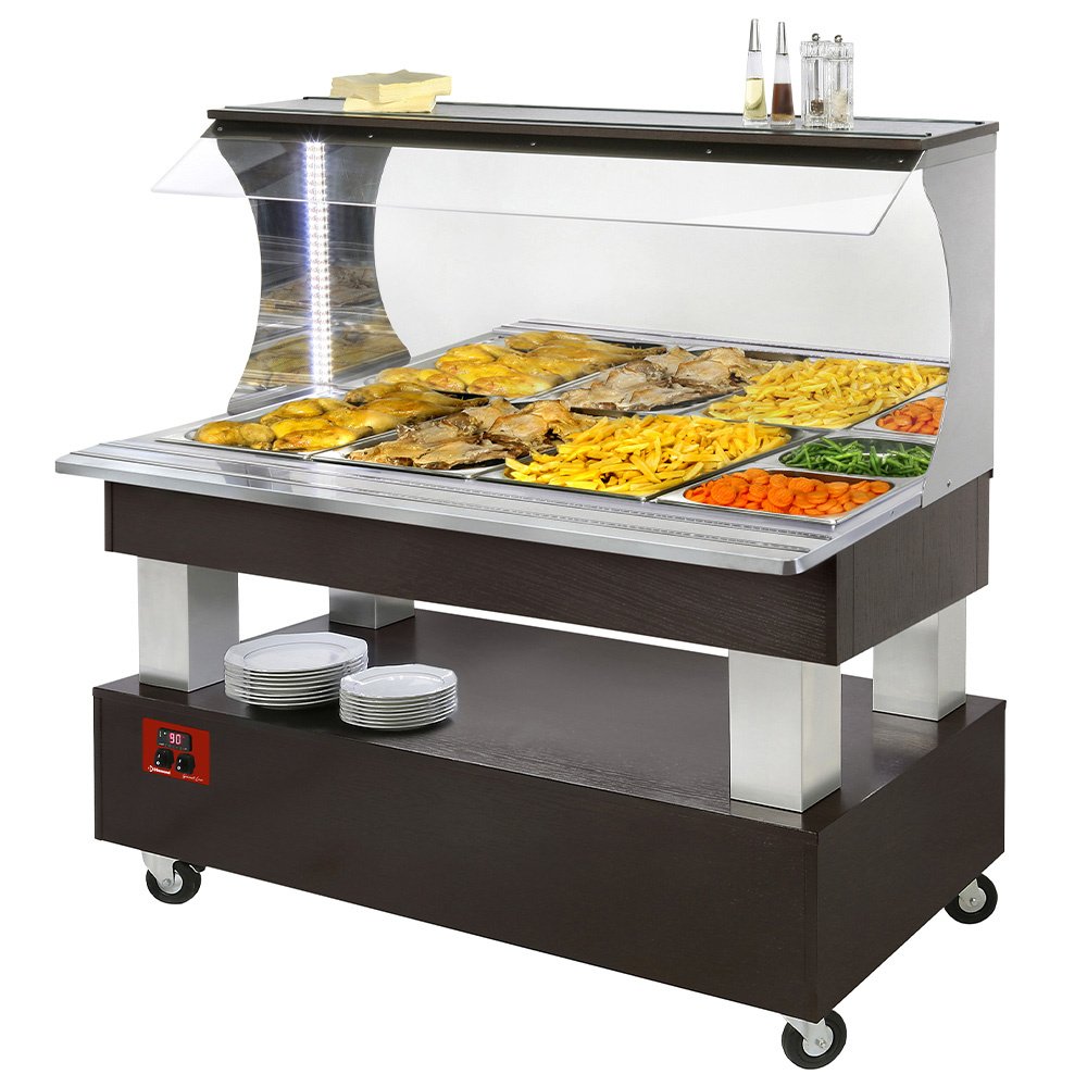 Diamond ABM/4N-B1 Wengé Wood Warming Bain Marie Buffet Bar, 4 x 1/1 GN
