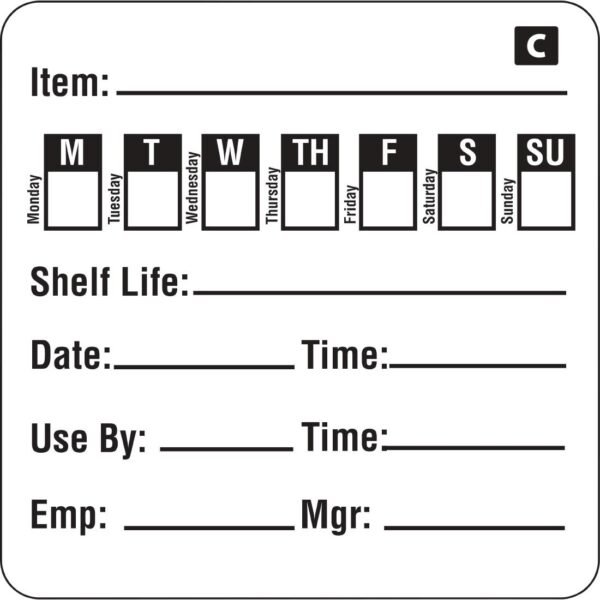 Hygiplas Freezable Day of the Week Labels (500 Pack)
