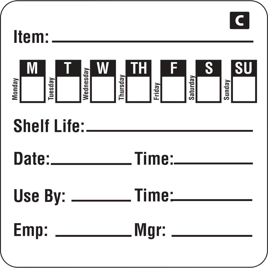 Hygiplas Freezable Day of the Week Labels (500 Pack)