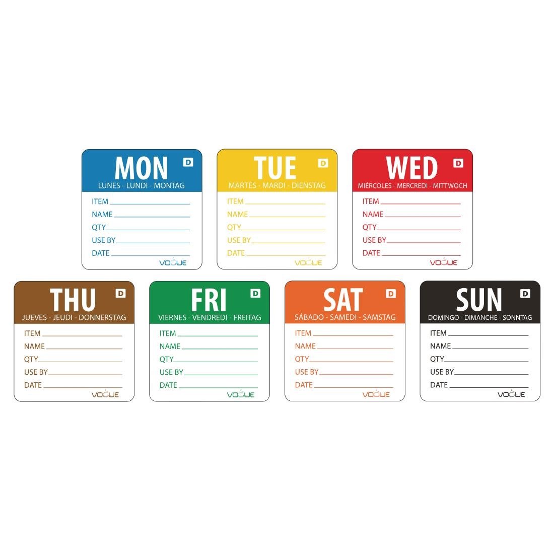 Vogue Dissolvable Labels Week Set (1750 Pack)