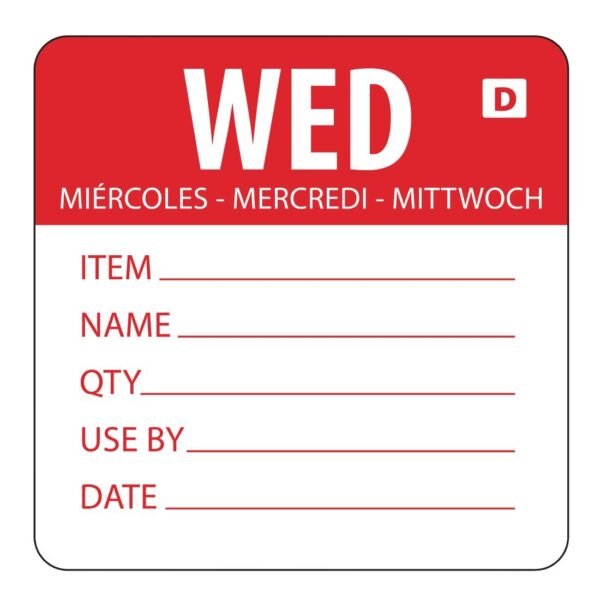Hygiplas Dissolvable Day of the Week Labels Wednesday (250 Pack)
