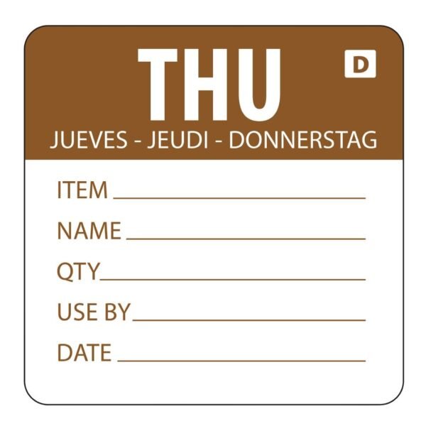 Hygiplas Dissolvable Day of the Week Labels Thursday (250 Pack)