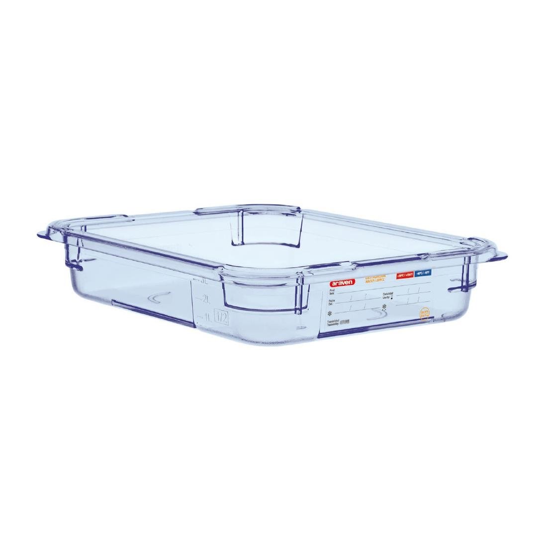 Araven ABS Food Storage Container Blue GN 1/2 65mm