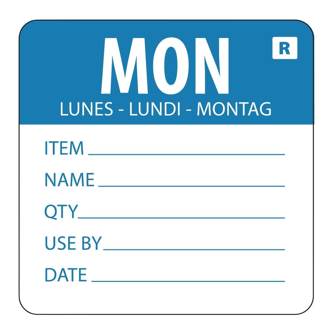 Hygiplas Removable Day of the Week Labels Monday (500 Pack)