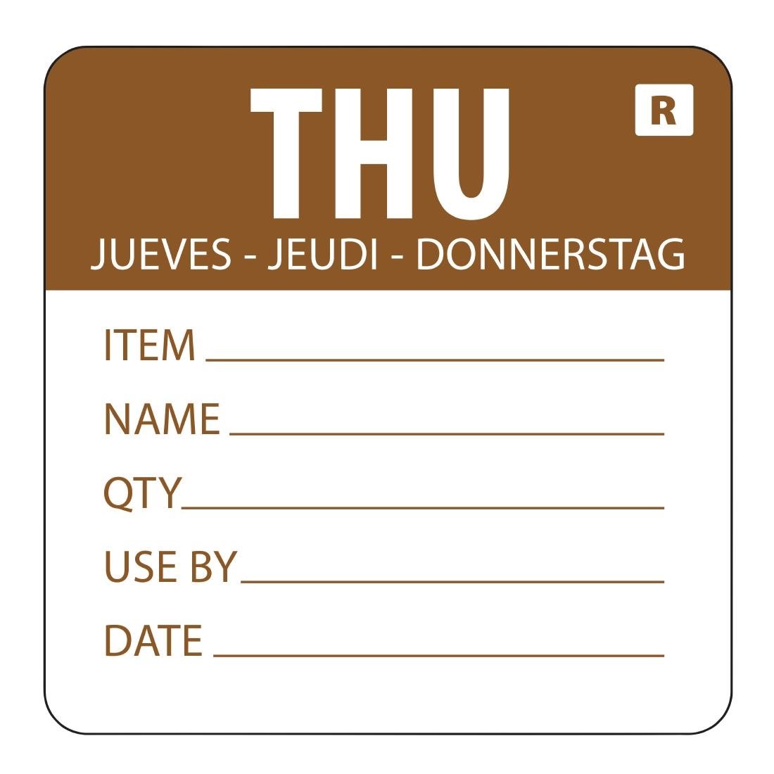 Hygiplas Removable Day of the Week Labels Thursday (500 Pack)