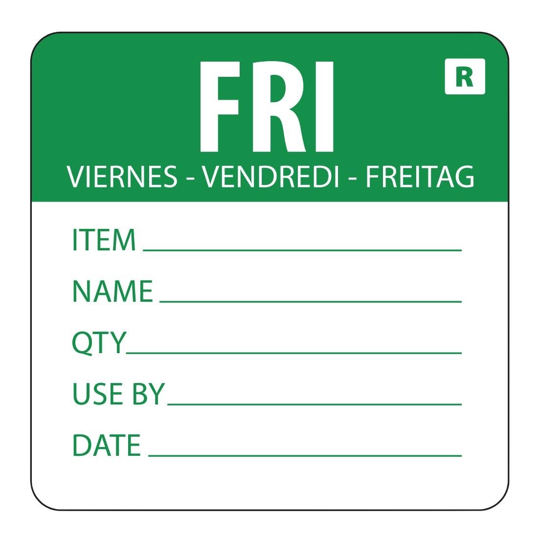 Hygiplas Removable Day of the Week Labels Friday (500 Pack)