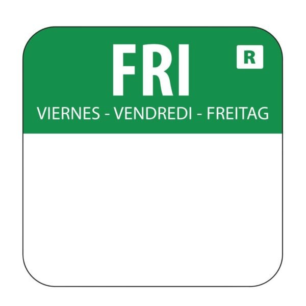 Hygiplas Removable Colour Coded Food Labels Friday (1000 Pack)