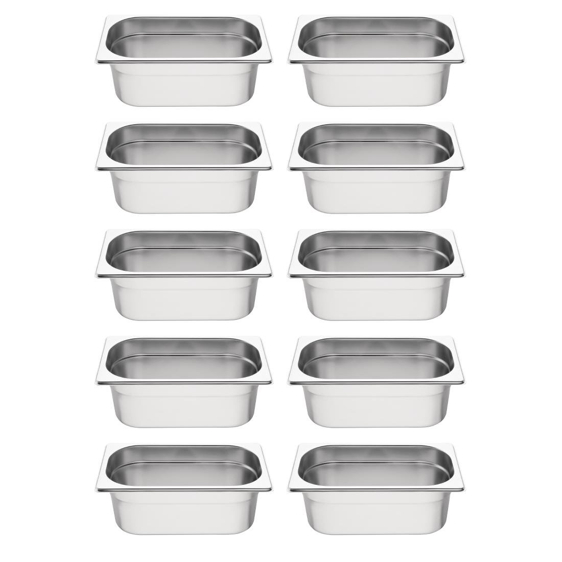 Vogue Stainless Steel Gastronorm Container Kit 1/4 (10 Pack)