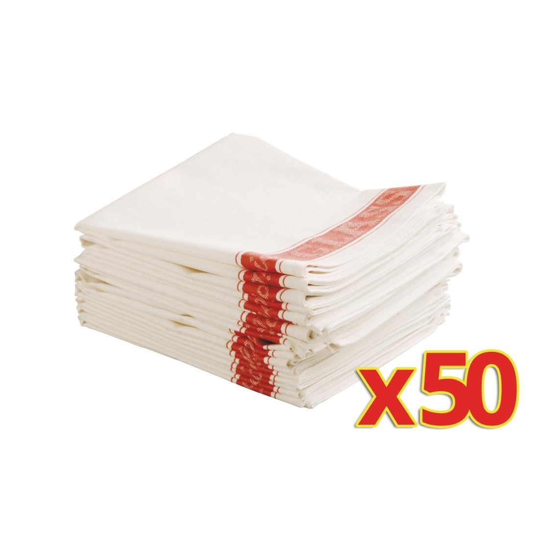 Vogue Glass Cloths Red Bulk Buy Bundle (50 Pack)