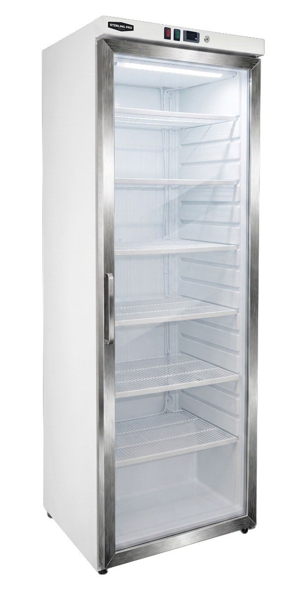 Sterling Pro Cobus SPF400G Single Door White Glass Door Upright Freezer, 360 Litres