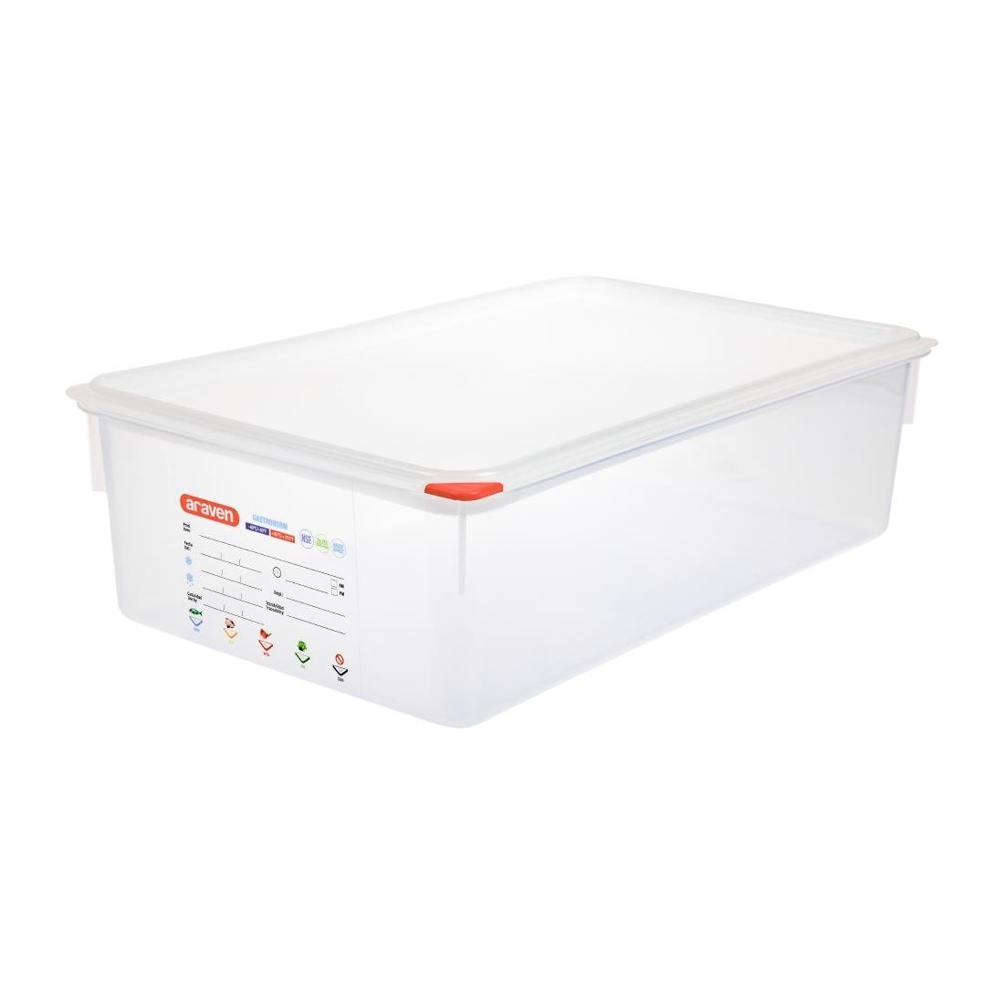 Araven Polypropylene 1/1 Gastronorm Food Storage Box 21Ltr (4 Pack)