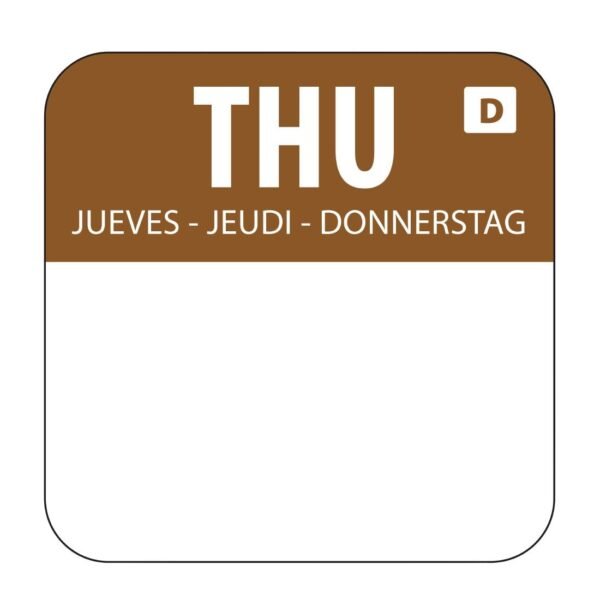 Hygiplas Dissolvable Food Rotation Labels Thursday (1000 Pack)
