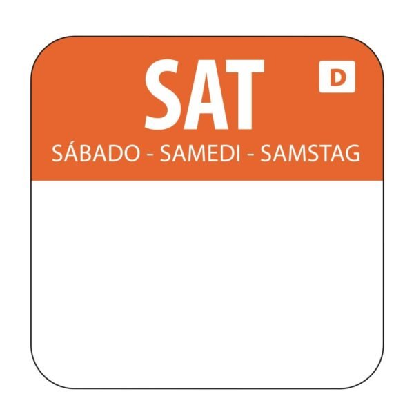 Hygiplas Dissolvable Food Rotation Labels Saturday (1000 Pack)