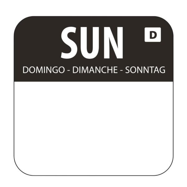 Hygiplas Dissolvable Food Rotation Labels Sunday (1000 Pack)
