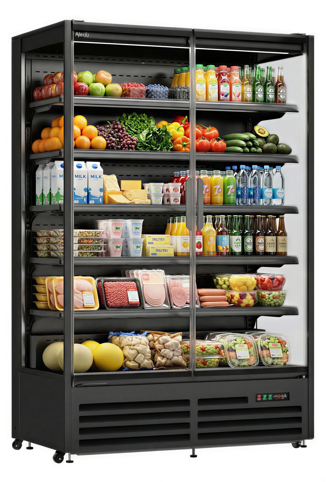 Prodis XMD1250-MK2-K Panoramic Frameless Glass Door Multideck - Black