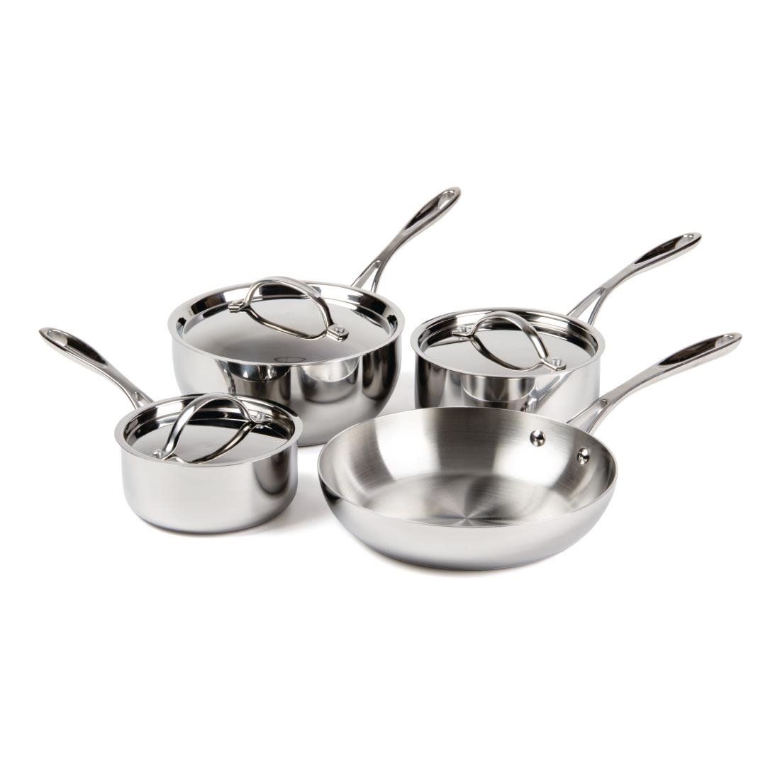 Vogue Stainless Steel and Aluminium Tri-Wall Pan Set (4 Pack)