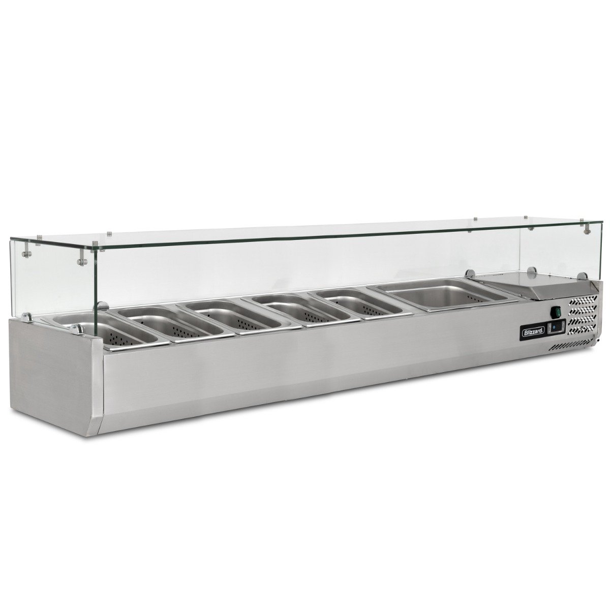 1.5m Glass Canopy 1/3 Gastronorm Prep Top