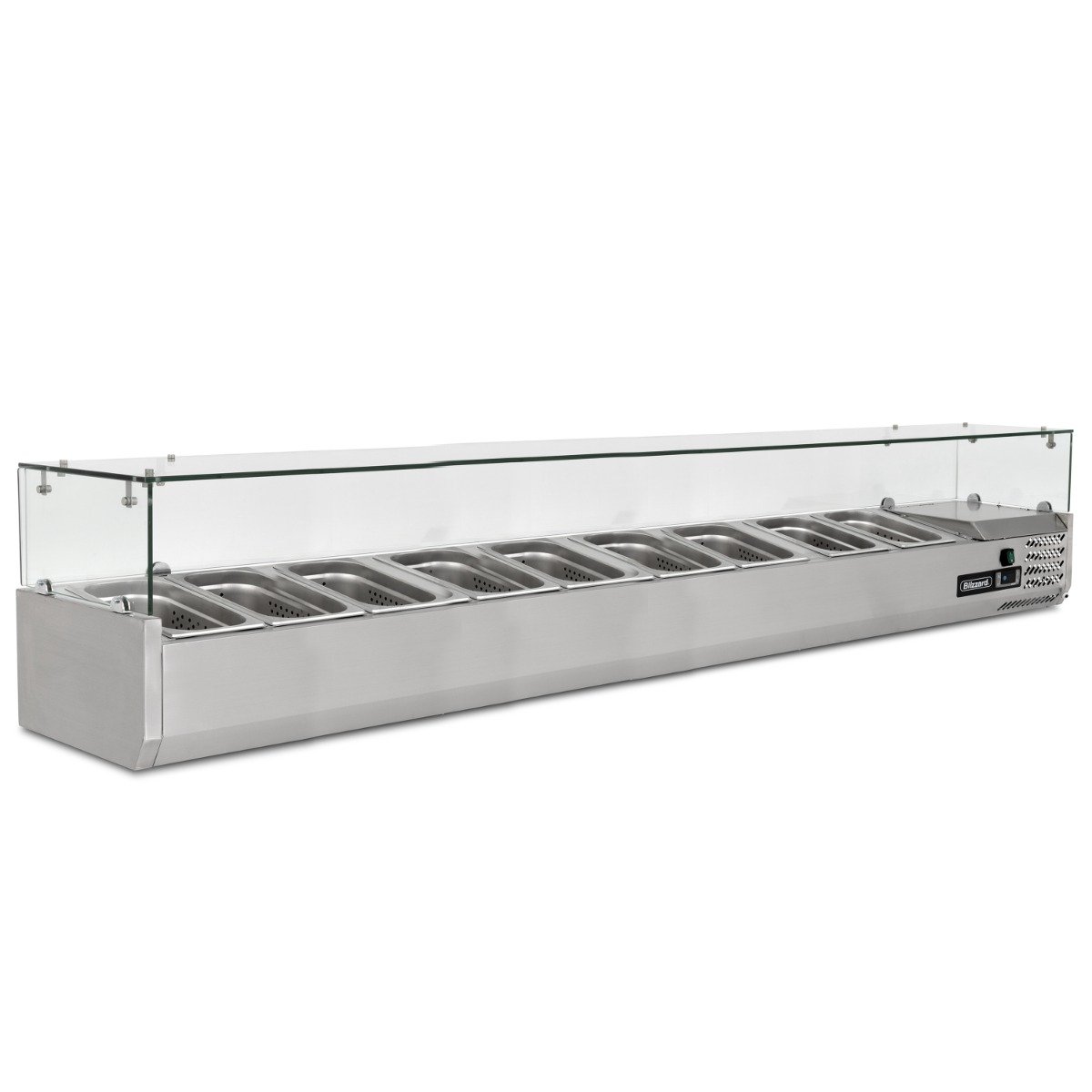 2m 1/3 Gastronorm Prep Top with Glass Cover