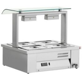 Counter Top Bain Marie With Sneeze Guard 2x GN1/1