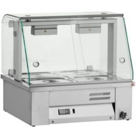 Counter Top Bain Marie With Glass Canopy 2x GN1/1