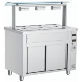 Bain Marie With Heated Cupboard & Sneeze Guard 3 x GN1/1