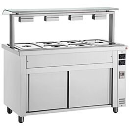 Bain Marie With Heated Cupboard & Sneeze Guard 4x GN1/1