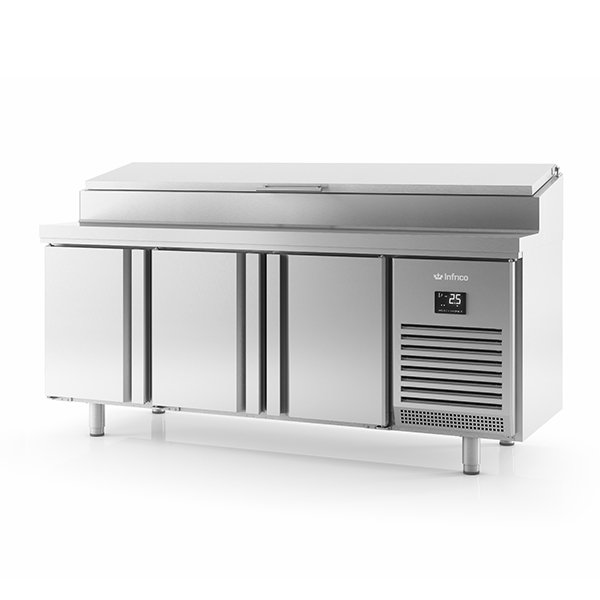 460L Triple Door Prep Counter With Raised Collar