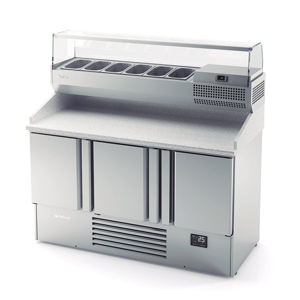 355L Triple Door Pizza Prep Counter Granite Worktop