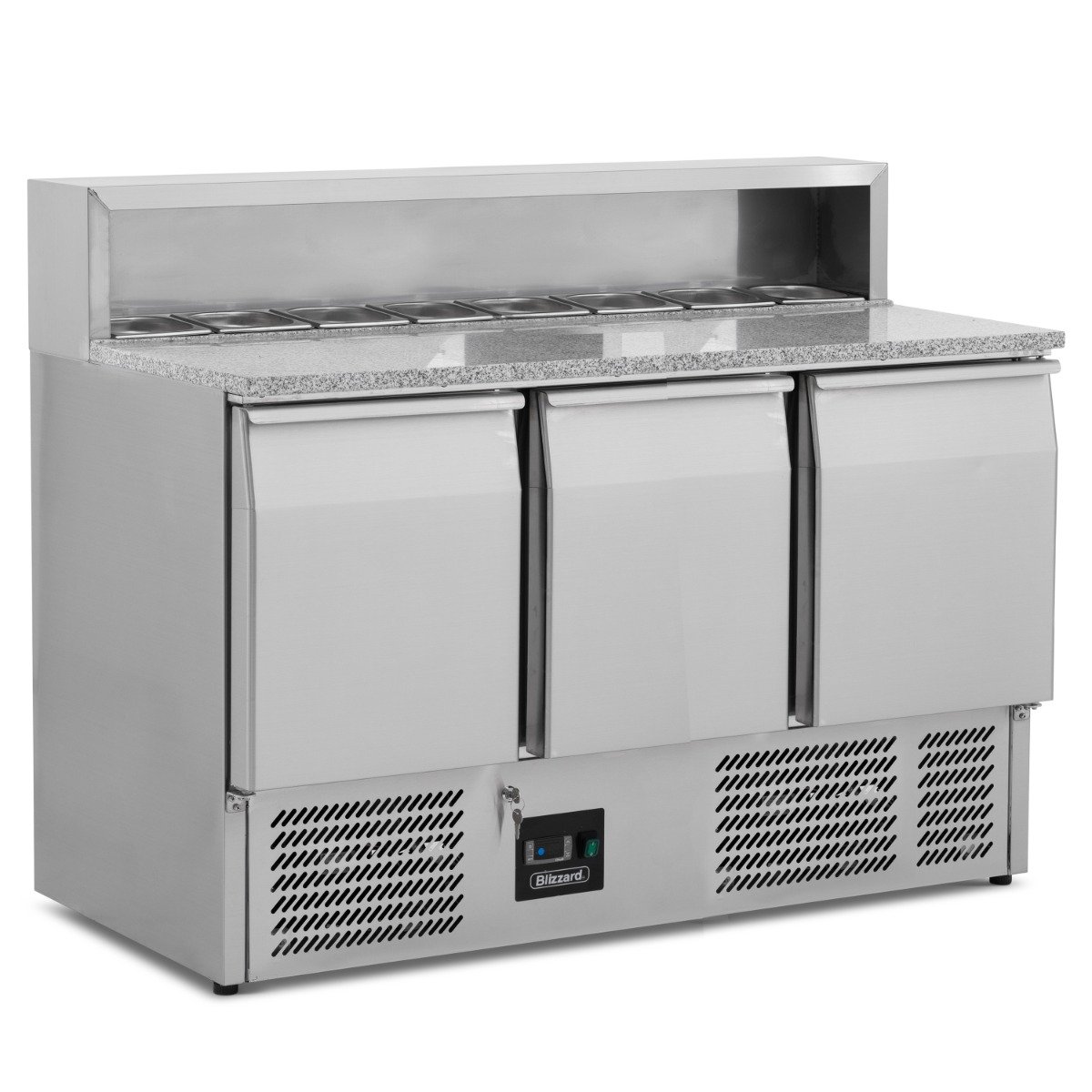 368L Triple Door Refrigerated Pizza Prep Counter