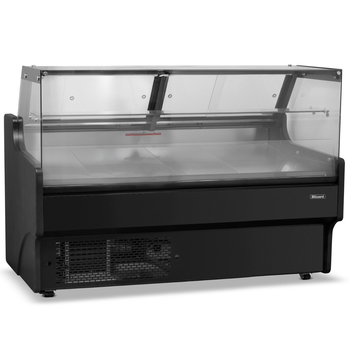 1.5m Flat Glass Serve Over Counter Black