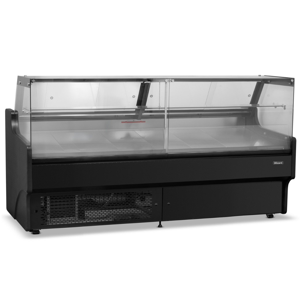 2m Flat Glass Serve Over Counter Black