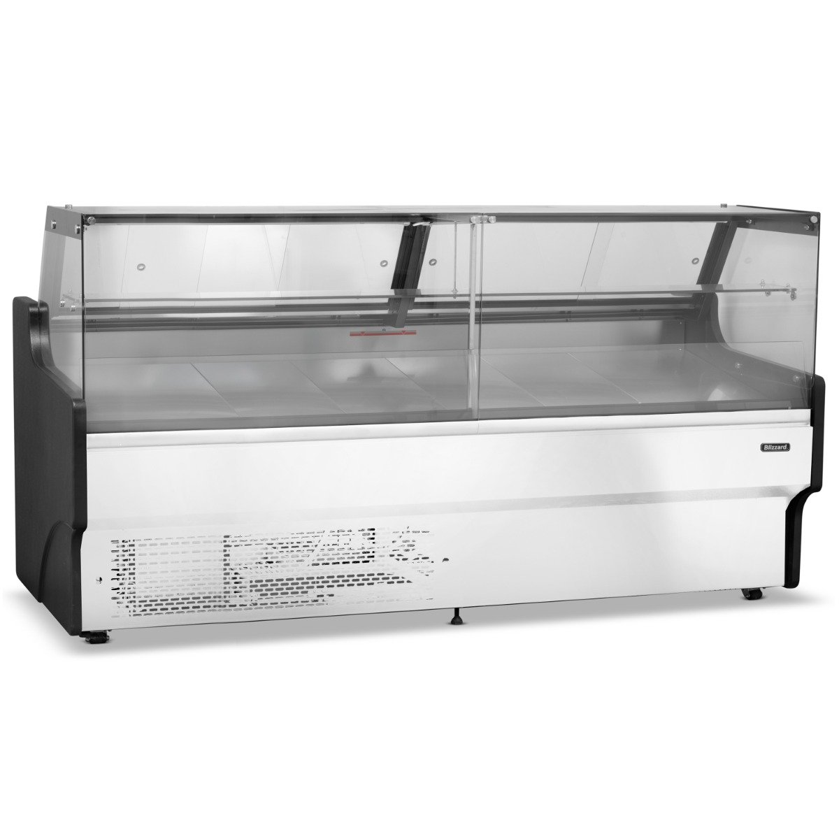 2m Curved Glass Serve Over Counter White