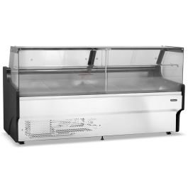 2m Curved Glass Serve Over Counter White